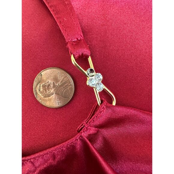 Sophia By Delicates Vintage Red Satin Slip Dress Night Gown size Large - Picture 7 of 7